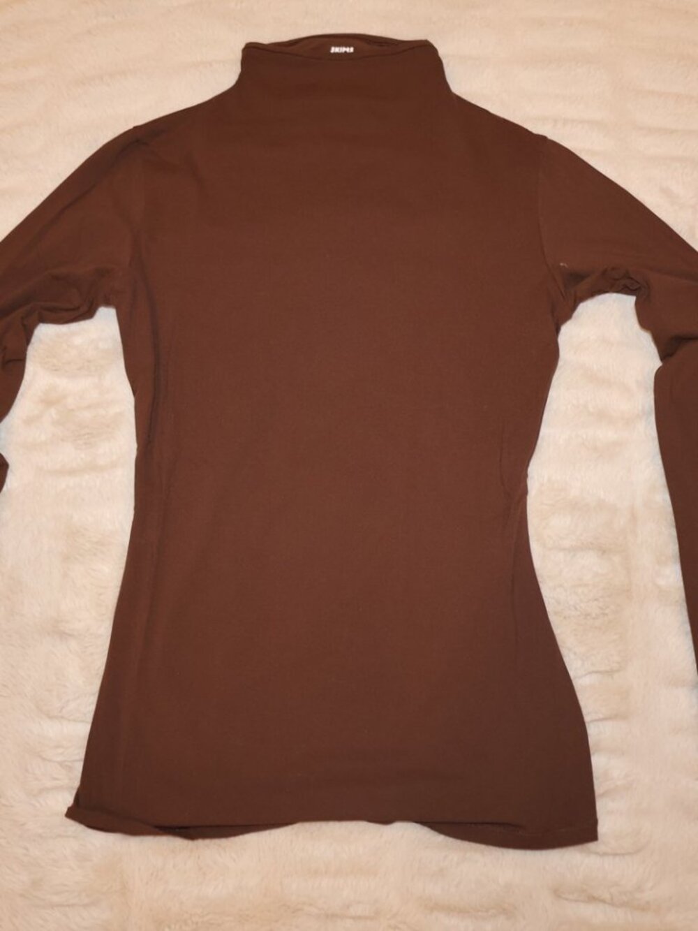 SKIMS Fits Everybody Mock Neck Long Sleeve Top Cocoa Brown S